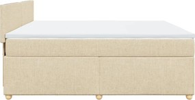 vidaXL Κρεβάτι Boxspring με Στρώμα Κρεμ 200x200 εκ. Υφασμάτινο