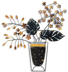 Διακοσμητικό Τοίχου Flowers in Pots 930DYU1196 47x55cm Black-Gold Wallity Μέταλλο