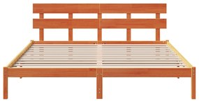 vidaXL Κρεβάτι με Κεφαλάρι Καφέ 180x200 εκ Μασίφ Ξύλο Πεύκου