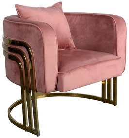 Πολυθρόνα Roblu pakoworld χρυσό μέταλλο και βελούδο σε απόχρωση σάπιο μήλο 72x77.4x70εκ