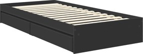vidaXL Κρεβάτι Αποθήκης Μαύρο 90 x 190 cm Επεξεργασμένο ξύλο