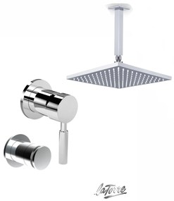 La Torre NEW TECH Μίκτης εντοιχισμού &amp; περ/φικός εκτροπέας 3 εξόδων &amp; Κεφαλή Ντους 30εκ με μπράτσο οροφής Chrome