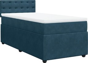 vidaXL Κρεβάτι Boxspring με Στρώμα Μπλε 100x200 εκ. Βελούδινο