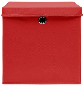 Κουτιά Αποθήκευσης με Καπάκια 4 τεμ Κόκκινα 32x32x32εκ Ύφασμα - Κόκκινο
