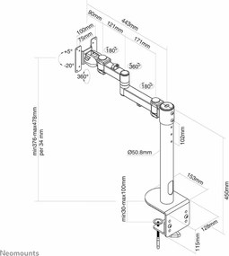 Επιτραπέζια Βάση για Οθόνη Neomounts FPMA-D960BLACKPLUS