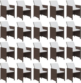 vidaXL Σετ Τραπεζαρίας Κήπου 21 τεμ. Καφέ Συνθ. Ρατάν με Μαξιλάρια