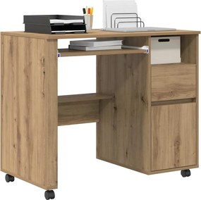 vidaXL Γραφείο με Ρόδες Artisan Oak Επεξεργασμένο ξύλο