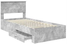vidaXL Σκελετός Κρεβατιού Γκρι Σκυρόδεμα και Ασημί 75 x 190 cm