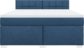 vidaXL Κρεβάτι Boxspring με Στρώμα Μπλε 180x200 εκ. Υφασμάτινο