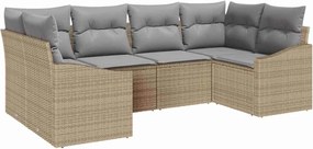 vidaXL Σετ Καναπέ με μαξιλάρι 6 pcs Μπεζ συνθετικό ρατάν