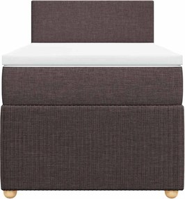 vidaXL Κρεβάτι Boxspring με Στρώμα Σκούρο Καφέ 90x200 εκ. Υφασμάτινο