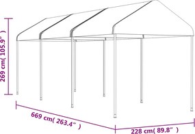 vidaXL Κιόσκι με Τέντα Λευκό 6,69 x 2,28 x 2,69 μ. από Πολυαιθυλένιο