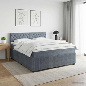 VidaXL Κρεβάτι box spring με στρώμα Σκούρο Γκρι 180 x 200 cm Βελούδο