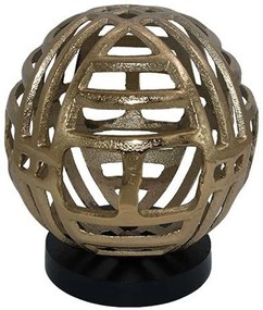 Διακοσμητικό Επιτραπέζιο Ball 934-124-018 14x14x16cm Gold-Black Ξύλο,Αλουμίνιο