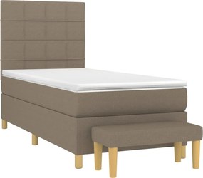 vidaXL Κρεβάτι Boxspring με Στρώμα Taupe 90x200 εκ. Υφασμάτινο