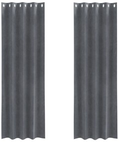 vidaXL Curtains Blackout  με Μάτια 2 τμχ Σούπερ Ανοιχτό Γκρι Βελούδο