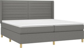 vidaXL Κρεβάτι Boxspring με Στρώμα Σκούρο Γκρι 200x200 εκ. Υφασμάτινο
