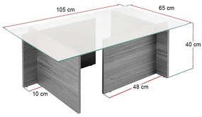 Τραπεζάκι σαλονιού Vetrino Megapap γυάλινο χρώμα travertine 105x65x40εκ.