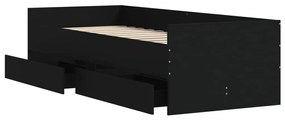 Πλαίσιο Κρεβατιού Με Συρτάρια Μαύρο 75x190 εκ Small Single - Μαύρο
