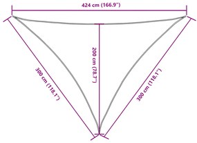 Πανί Σκίασης Τρίγωνο Μπεζ 3 x 3 x 4,24 μ. από Ύφασμα Oxford - Μπεζ