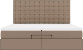 VidaXL Οθωμανικό κρεβάτι με στρώματα & LEDs Cappucino Faux Leather