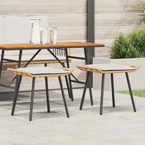 vidaXL Σκαμπό Κήπου με μαξιλάρι 2 pcs Καφέ 50 x 40 x 45εκ Πολυεστέρας