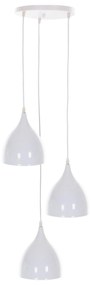 CEILING PENDANT LAMP  3-LIGHT WHITE METAL Φ33x33-115Hcm. 33x33x115 εκ.