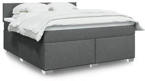 vidaXL Κρεβάτι Boxspring με Στρώμα Σκούρο Γκρι 180x200 εκ Υφασμάτιν