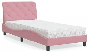 vidaXL Κρεβάτι με Στρώμα Ροζ 80 x 200 εκ. Βελούδινο