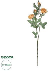 Artificial Garden SALMON ROSE BRANCH 21149 Τεχνητό Διακοσμητικό Κλαδί Σαμπανιζέ Τριαντάφυλλο Y65cm Globostar-21149-Μπεζ 21149