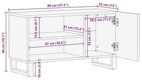 Έπιπλο Τηλεόρασης Μαύρο 80 x 33 x 46 εκ. από Μασίφ Ξύλο Μάνγκο - Μαύρο