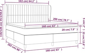 vidaXL Κρεβάτι Boxspring με Στρώμα Αν. Πράσινο 160x200εκ Υφασμάτινο