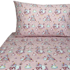 Παιδικά Σεντόνια Baby Sweet Unicorn (Σετ 3τμχ) Pink Astron Μονό 170x260cm 100% Πενιέ Βαμβάκι