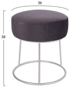 ΣΚΑΜΠΟ KARLO ΓΚΡΙ ΒΕΛΟΥΔΟ ΜΕ ΑΣΗΜΙ ΒΑΣΗ HM8411.01 Φ36x38Υ εκ. (1 Τεμμάχια)