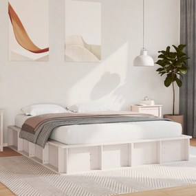 vidaXL Κρεβάτι με Αποθηκευτικό Χώρο - Λευκό, 150 x 200cm, Σαπωνόξυλο.
