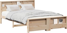 vidaXL Σκελετός Κρεβατιού με ράφι Καφέ 140 x 200 cm Στερεό πεύκο