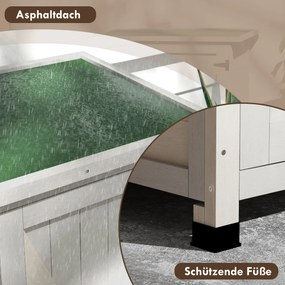 Outsunny Ξύλινο ντουλάπι αποθήκευσης με 2 πόρτες, υπόστεγο εργαλείων με ασφαλτόστρωτη στέγη, 110 x 55 x 117 cm, Ανοιχτό Γκρι