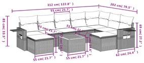 vidaXL Σετ Καναπέ Κήπου 10 τεμ. Μικτό Μπεζ Συνθετ. Ρατάν με Μαξιλάρια