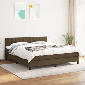 Κρεβάτι Boxspring με Στρώμα Σκούρο Καφέ 180x200 εκ Υφασμάτινο