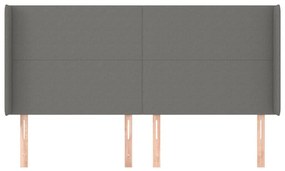 Κεφαλάρι με Πτερύγια Σκούρο Γκρι 163x16x118/128 εκ. Υφασμάτινο - Γκρι
