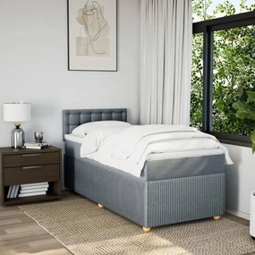 vidaXL Κρεβάτι Boxspring με Στρώμα Ανοιχτό Γκρι 100x200 εκ. Υφασμάτινο