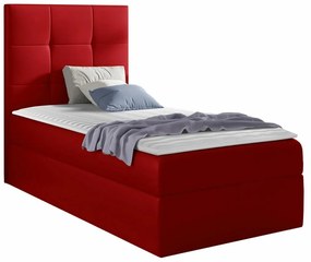 Κρεβάτι continental Baltimore 180, Continental, Μονόκλινο, Κόκκινο, 90x200, Οικολογικό δέρμα, Τάβλες για Κρεβάτι, 92x208x103cm, 65 kg, Στρώμα: Ναι