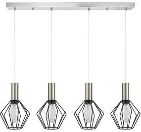 Φωτιστικό Οροφής - Ράγα Adept Tube 77-8441 87x87x300cm 4xE27 60W Nickel-Black Homelighting