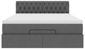 vidaXL Οθωμανικό κρεβάτι με στρώμα Σκούρο γκρι 140x200cm ύφασμα