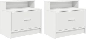vidaXL Κομοδίνα με συρτάρι 2 τεμάχια Λευκό 51x31x47 cm
