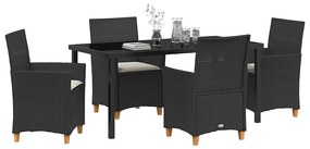 vidaXL Σέτ φαγητού για κήπο 5 pcs Μαύρο συνθετικό ρατάν