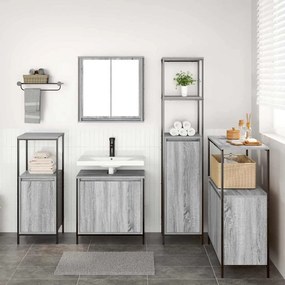 vidaXL Σετ Επίπλων Μπάνιου με ράφι 5 pcs Γκρι Σονομα και Μαύρο