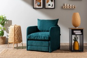 Πολυθρόνα-Κρεβάτι Πετρόλ Πράσινο SAGA SINGLE 68x70x66