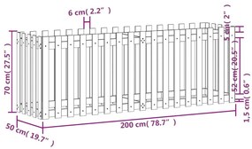 Ζαρντινιέρα με Σχέδιο Φράχτη 200x50x70εκ. Εμποτισμ. Ξύλο Πεύκου - Καφέ