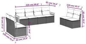 vidaXL Σαλόνι Κήπου Σετ 8 Τεμαχίων Γκρι Συνθετικό Ρατάν με Μαξιλάρια